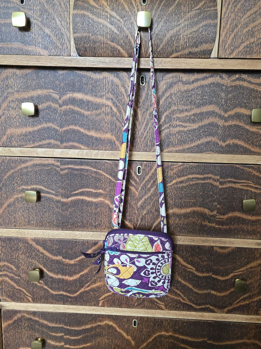 Vera Bradley Purple Floral Quilted Crossbody Satchel